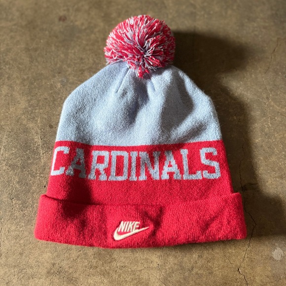 Nike‎ St. Louis Cardinals MLB Beanie Rewind Peak Knit Cuffed Hat OS Cozy Pom Pom - Picture 2 of 9
